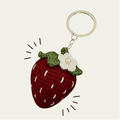 Handmade strawberry crochet keychain charm - Tiny Loops Co.