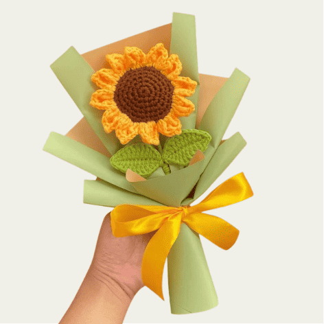 Handmade crochet sunflower bouquet - everlasting knitted flower gift