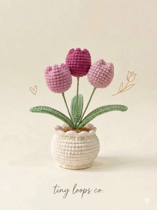 Crochet Tulip Plant | Handmade Potted Tulips