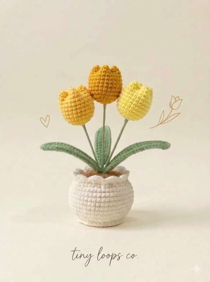 Crochet Tulip Plant | Handmade Potted Tulips