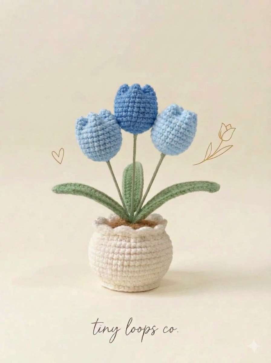 Crochet Tulip Plant | Handmade Potted Tulips